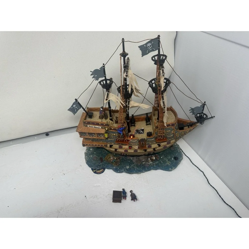 Lemax Spooky Town Galleon Pirate Ship WORKS  NEEDS MINOR  REPAIR  34760 Vtg